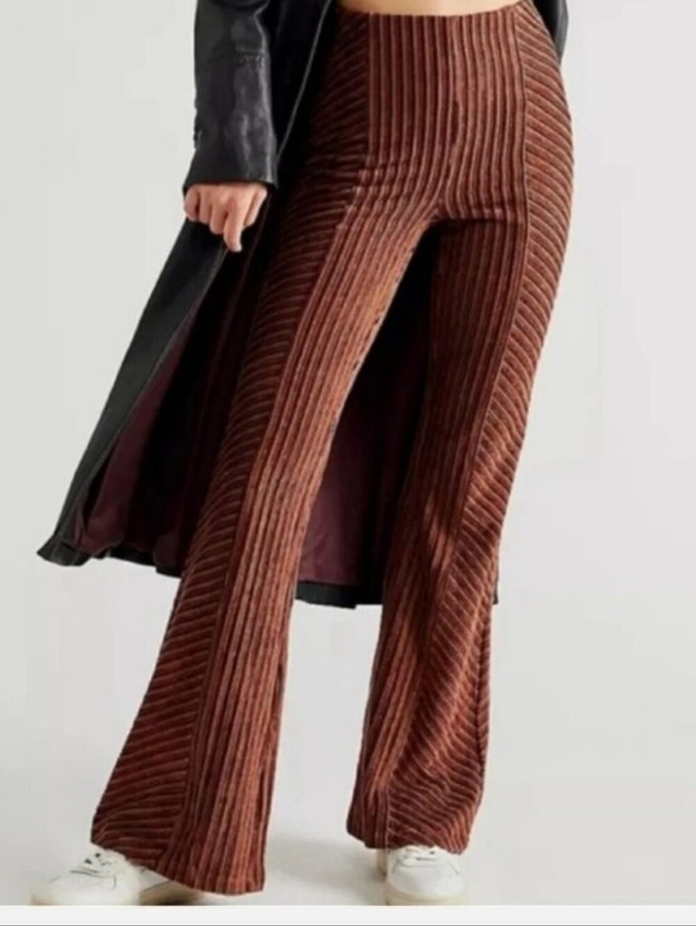 Free People Penny Pull-On Velvet Flare Pants Brown Medium